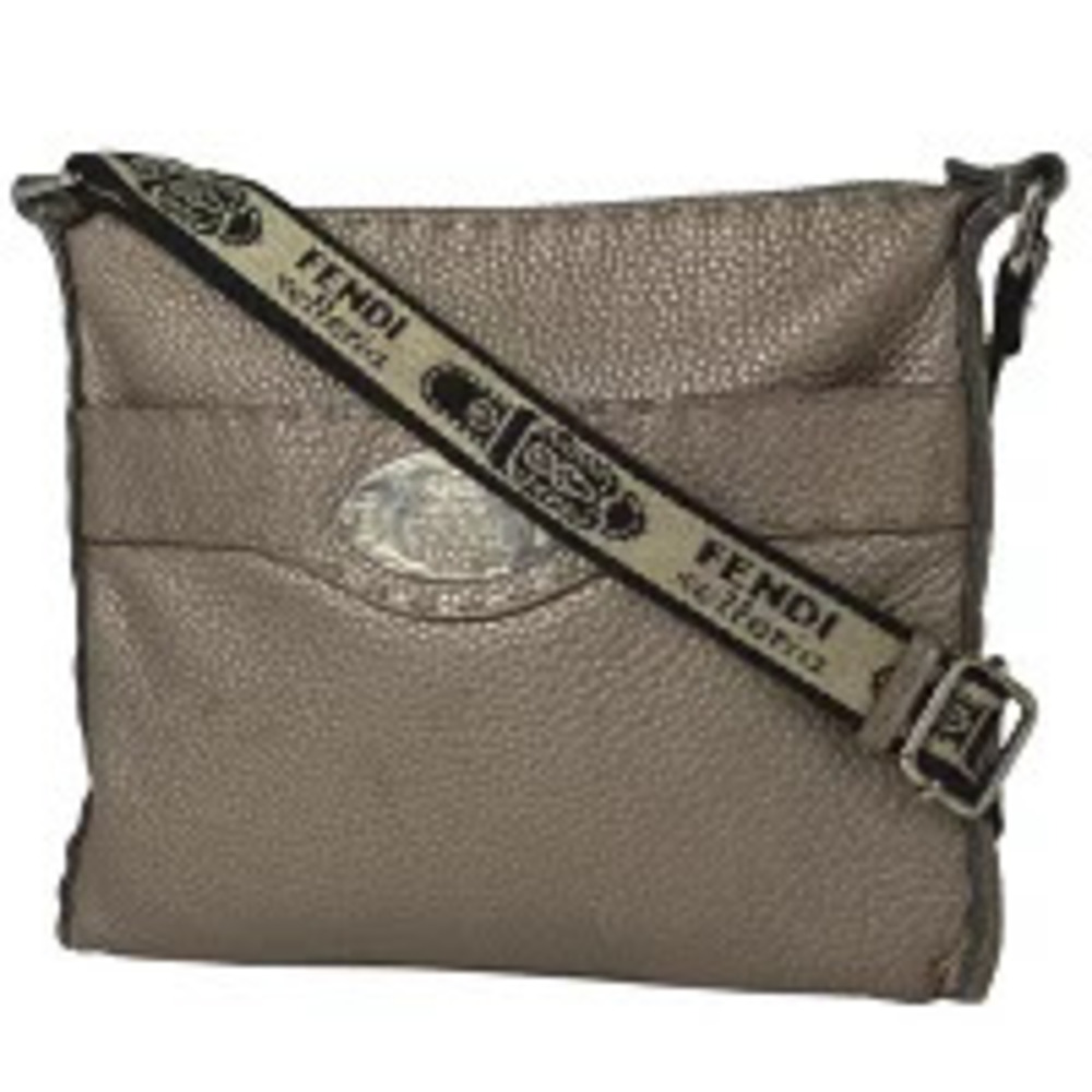 Fendi Selleria Stitch Shoulder Bag Crossbody Leather Gold